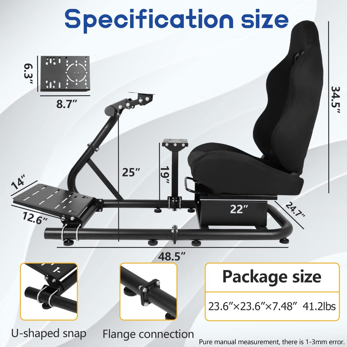 Mokapit Simulator Cockpit with Racing Seat Monitor Mount, Compatible with Logitech,Thrustmaster,Fanatec,G29 G920Analog Racing Cockpit without Wheel Pedals Shifter Handbrake and Monitor