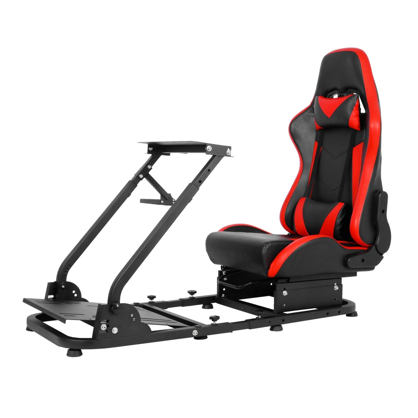 Strong footbed Grip Racing Wheel Cockpit Foldable Compatible with Logitech/Thrustmaster/PXN G29,G920,G923,T80 Controller with Red Seat Adjustable Sim Stand Wheel& Shifter & Pedal Not Included