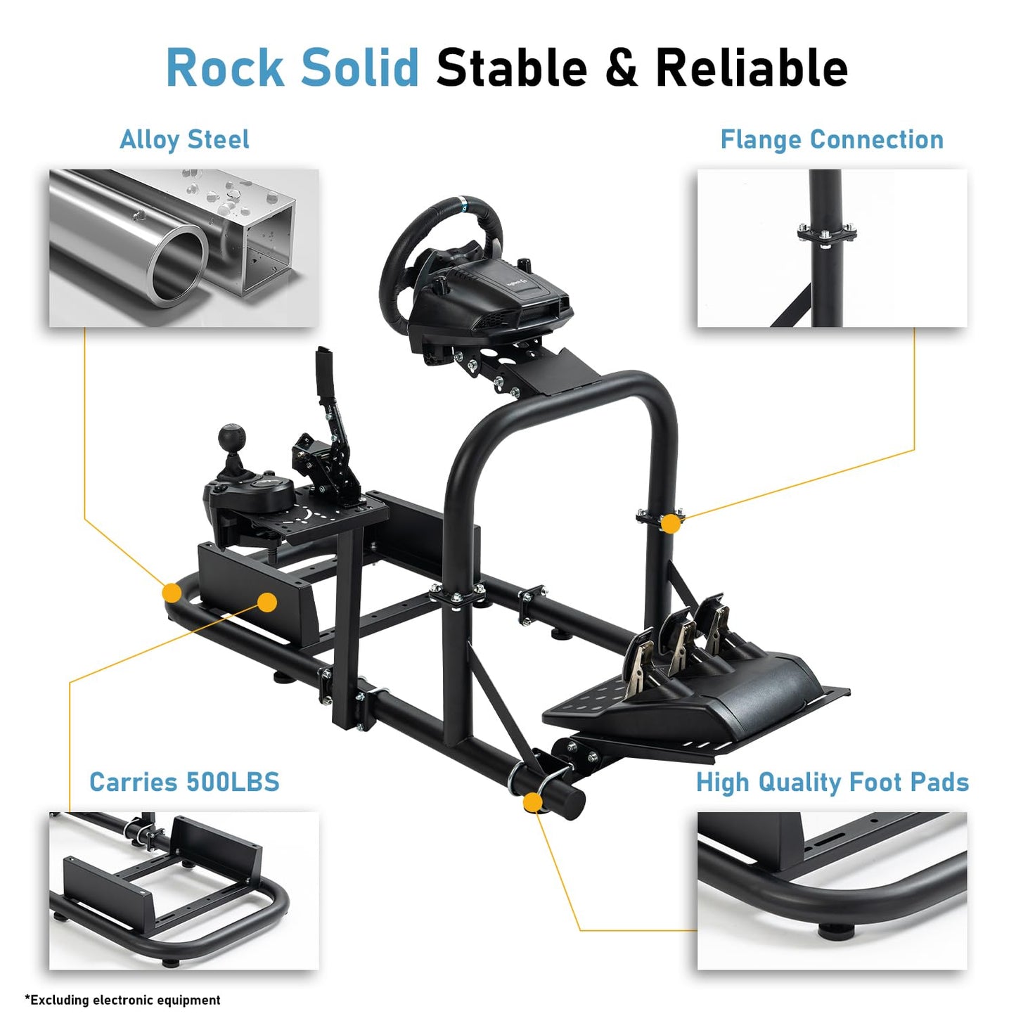 Mokapit Simulator Cockpit with Racing Seat Monitor Stand Compatible with Logitech G29 G920, Thrustmaster, Fanatec, Sim Racing Cockpit without Wheel Pedal Shifter Handbrake TV