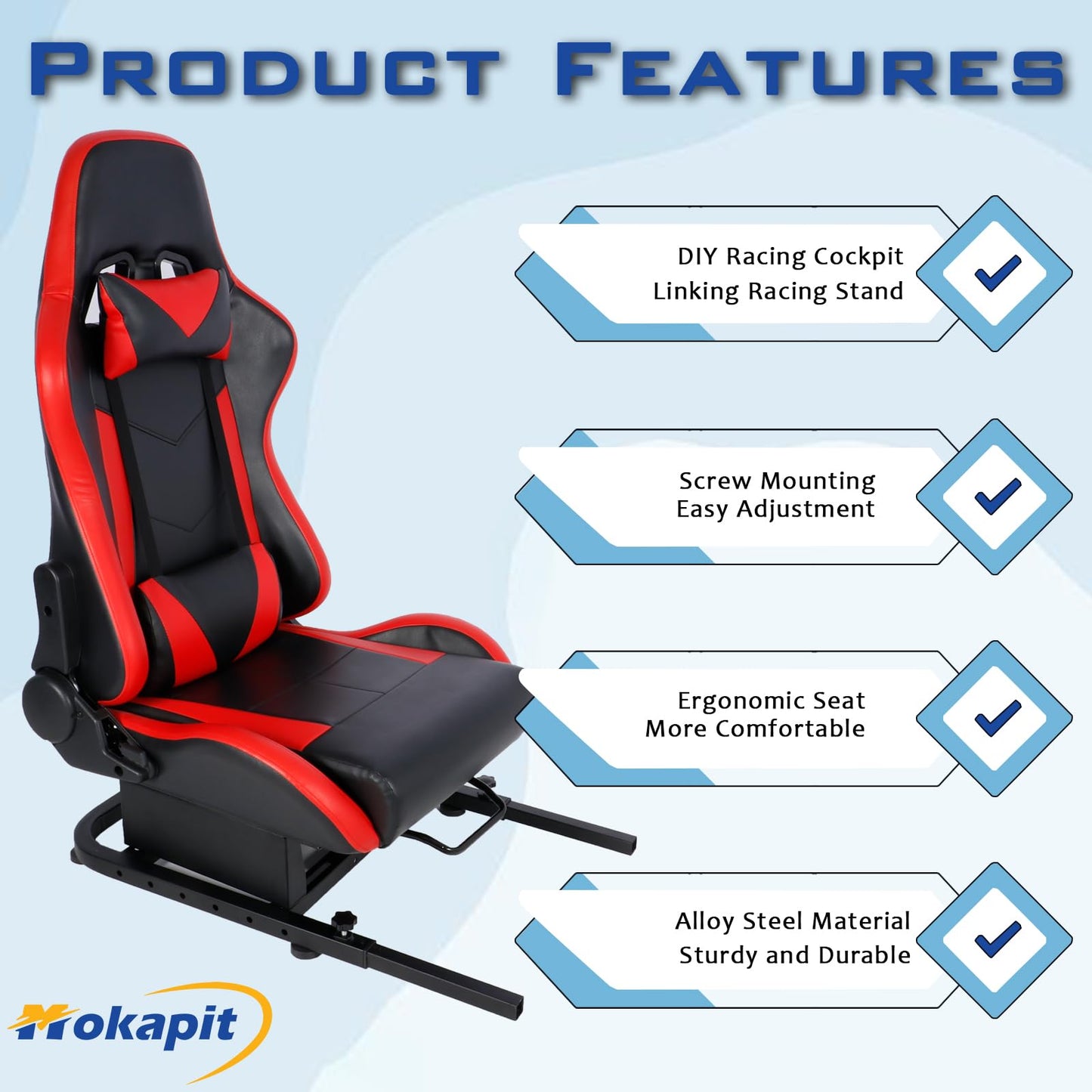 Strong Bearer Racing Game Simulation Mount Stability Adjustable Applied to Marada/Dardoo/Minneer/Supllueer/Hottoby Different Sizes of Seats DIY with Red Seat Wheel Stand Versatile Visit the Mokapit Store