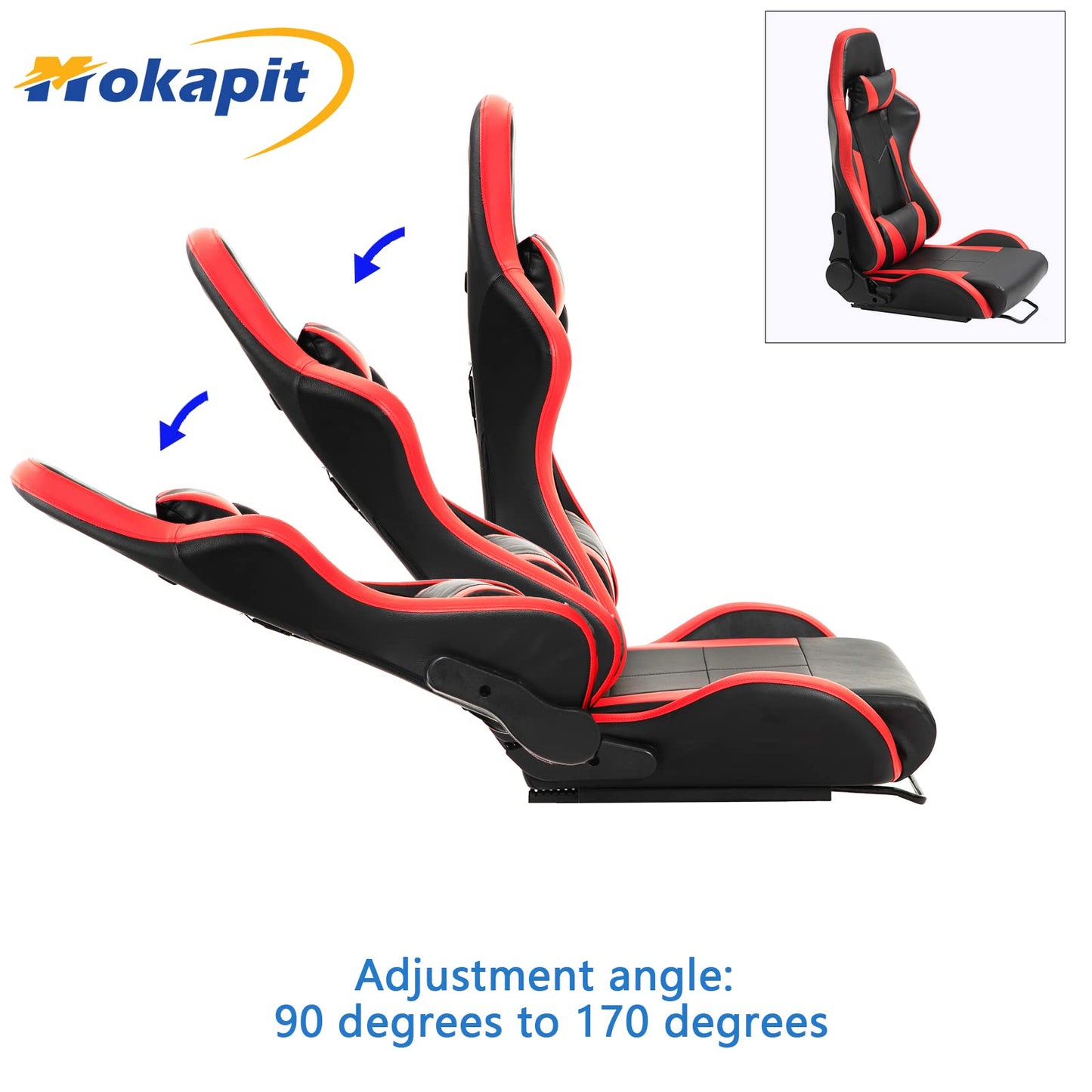 Ergonomic Racing Seat with Adjustable Double Slides Fit Racing Simulator Cockpit,Steering Wheel Stand Gaming Chair/Video Game Chairs PVC 180 Degree Fully Reclining Seat-Red