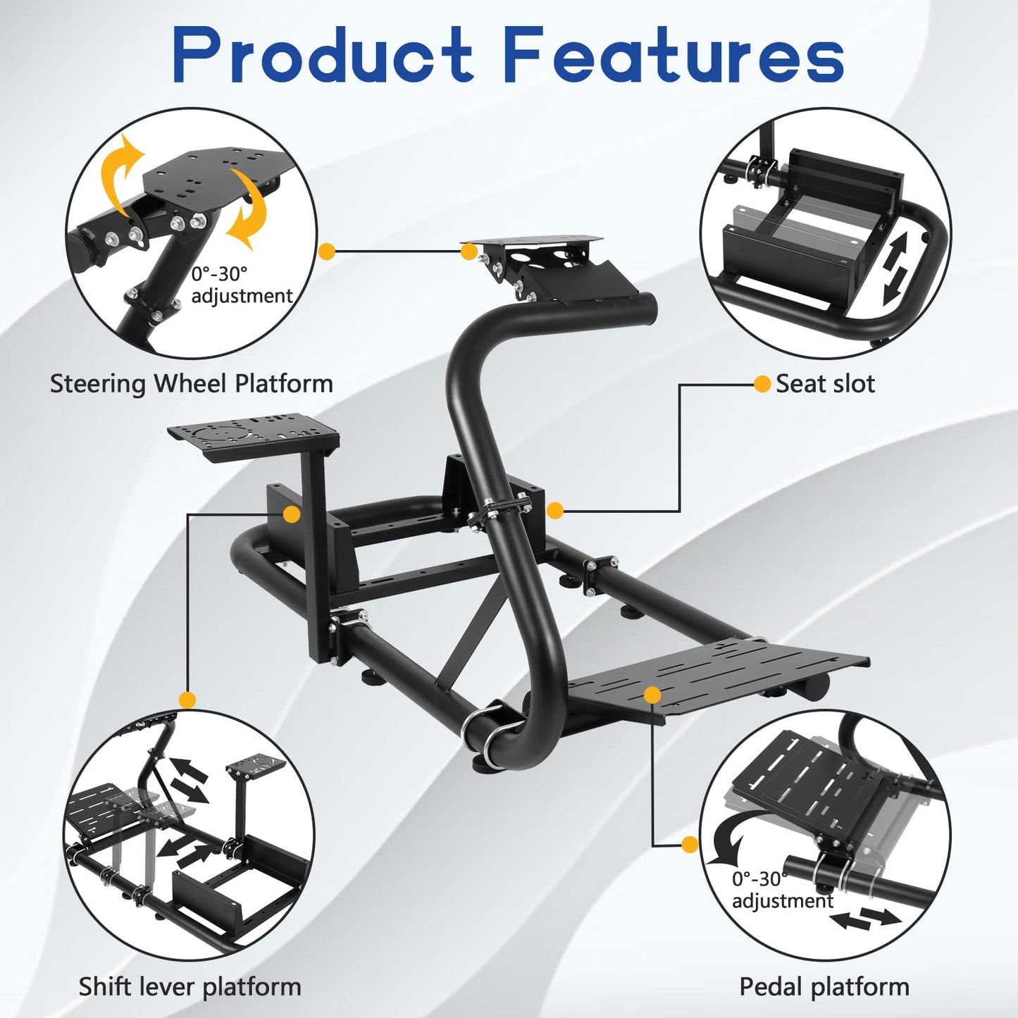 Mokapit Racing Simulator Cockpit Easy to Get on and off & Adjustable,Compatible with Logitech/Thrustmaster/Fanatec G920,G923,G29,Professional Cockpit, No Seat,Pedal,Steering Wheel and Handbrake