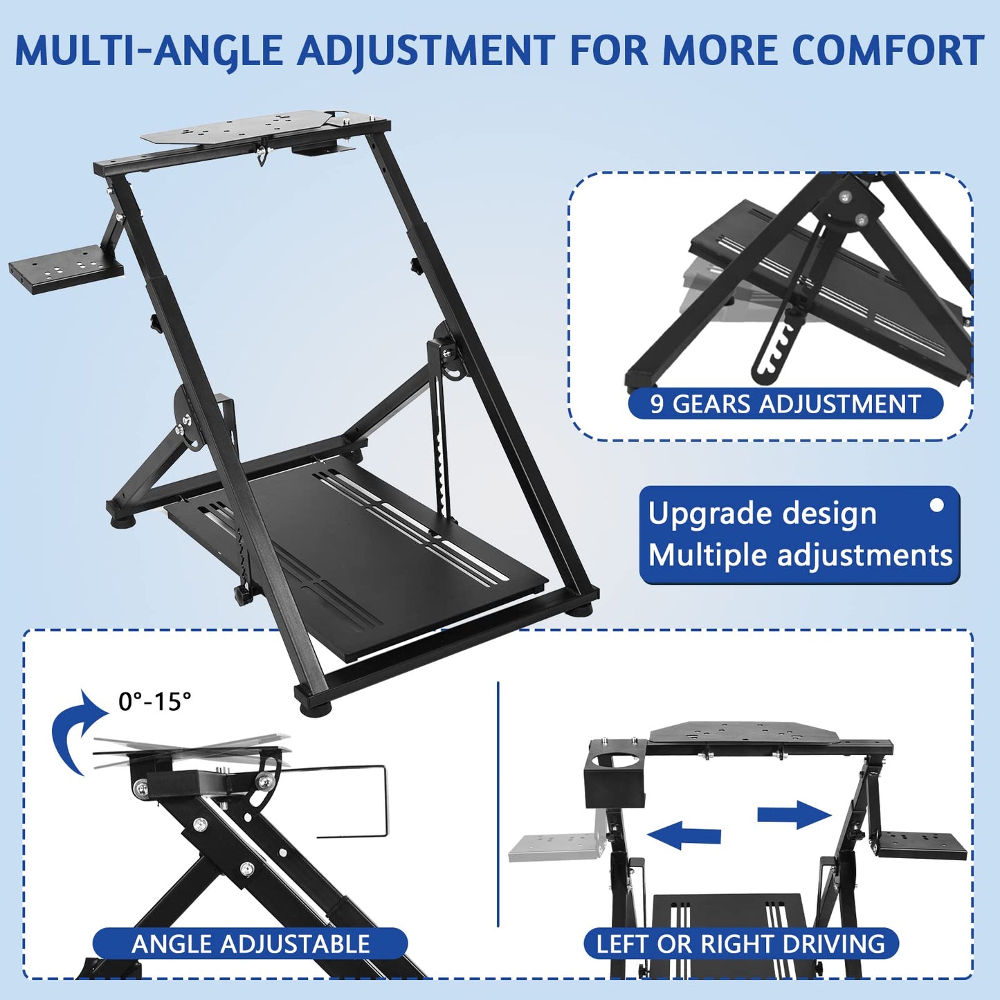 Foldable Racing Wheel Stand Fit for Logitech G29 G920 G923,Thrustmaster T248 T300RS T500 T300 TXF458,Moza R5 Adjustable X Shape Steering Wheel Stand,Steering Wheel,Shifter&Pedal Not Include