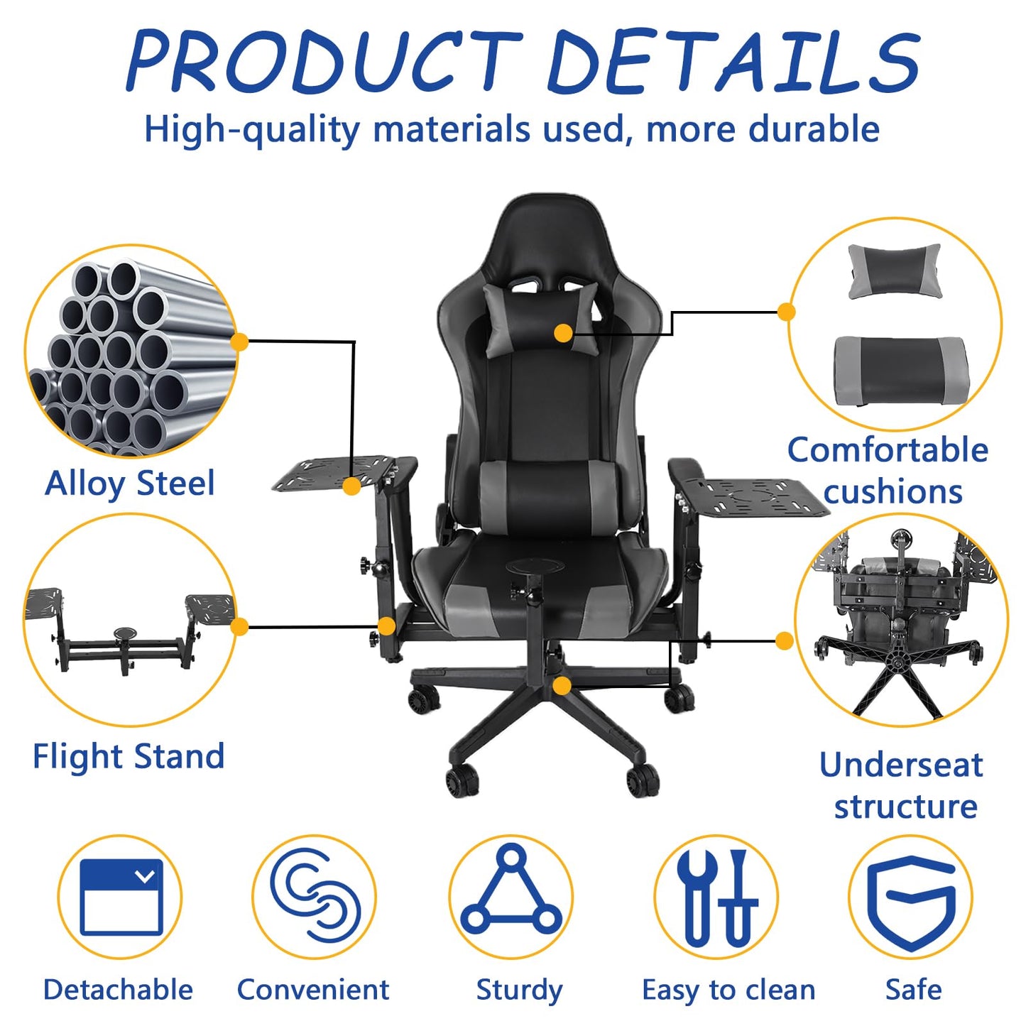 Adjustable Flight Simulator Cockpit Fit for LogitechX56/X52 PRO,Thrustmaster A10C Hotas Warthog/T.16000M/TH8A/TCA,Fanatec ClubSport Shifter SQ Flight Sim Chair Joystick Not Included