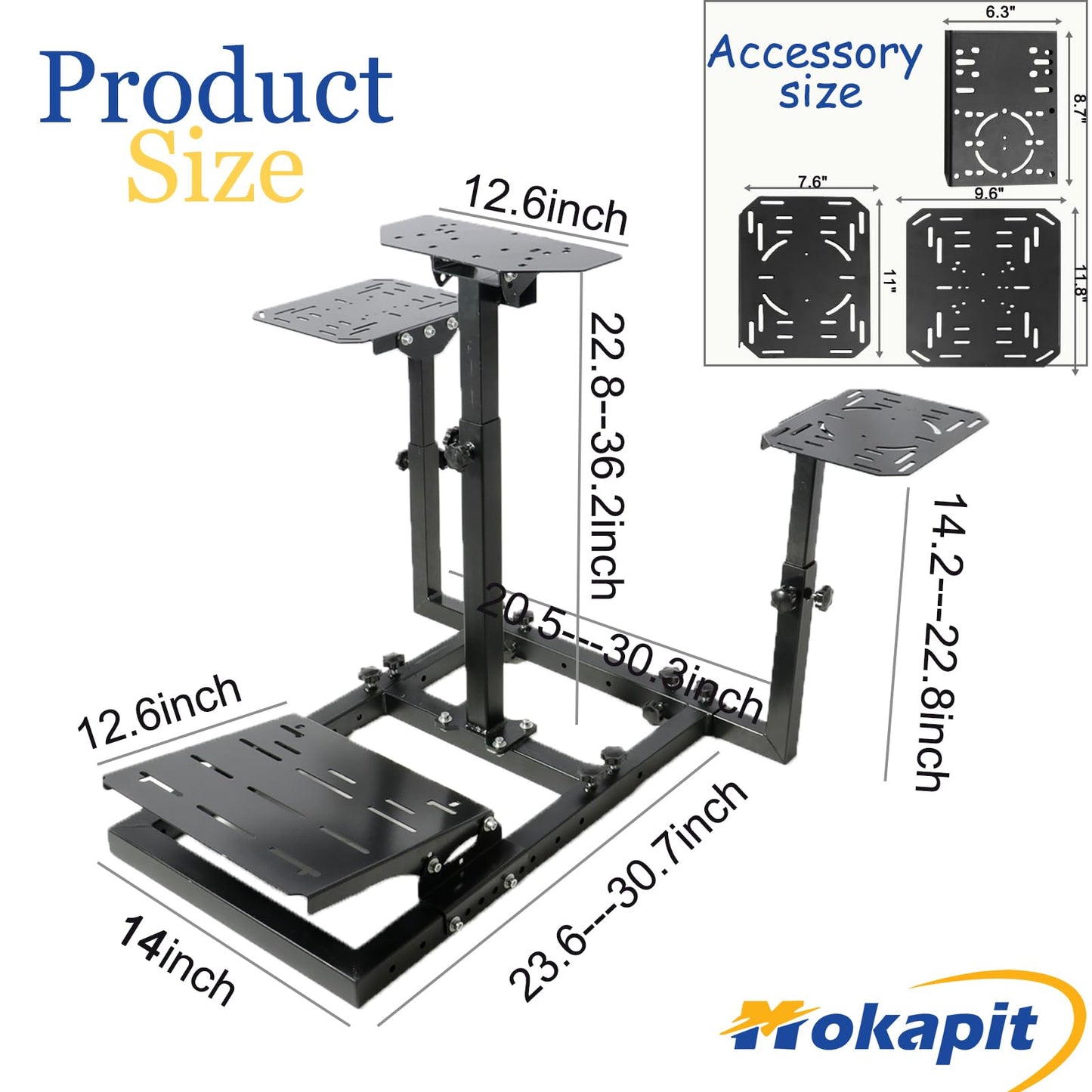 Mokapit Flight Stand/Racing Wheel Stand Standing Style Compatible with Logitech G29/G920/X52/X52PRO Thrustmaster Hotas Warthog/ T80 Adjustable Joystick, Pedal, Handbrake and Shift lever Not Included Sturdy