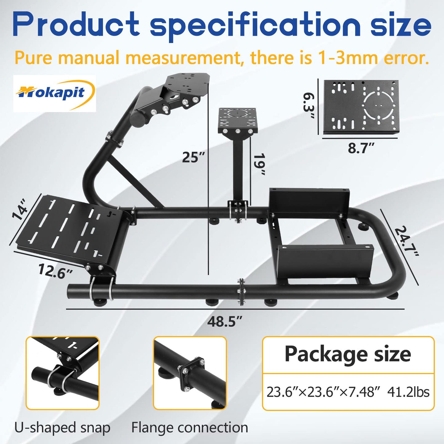 Mokapit Racing Simulator Cockpit Easy to Get on and off & Adjustable,Compatible with Logitech/Thrustmaster/Fanatec G920,G923,G29,Professional Cockpit, No Seat,Pedal,Steering Wheel and Handbrake