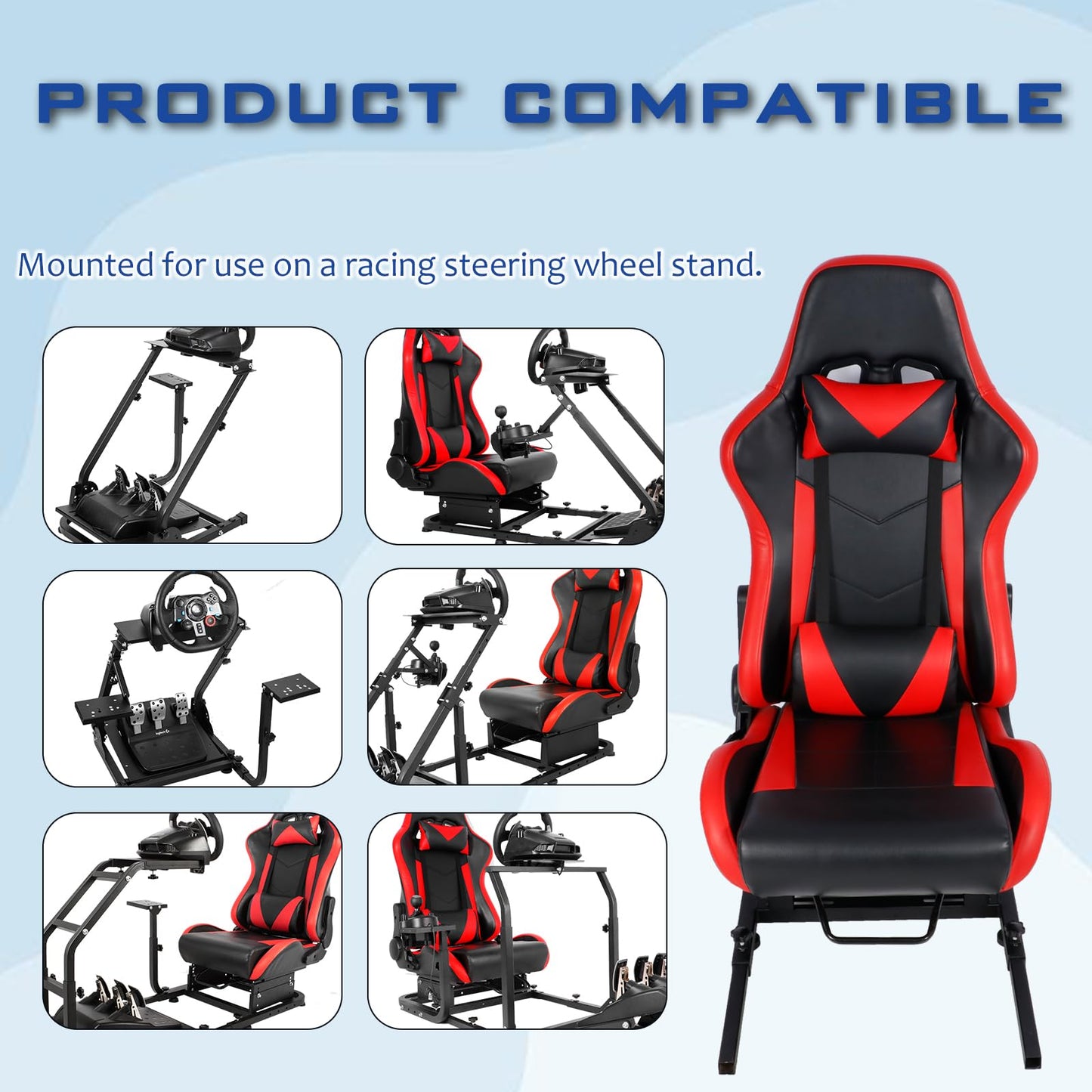 Strong Bearer Racing Game Simulation Mount Stability Adjustable Applied to Marada/Dardoo/Minneer/Supllueer/Hottoby Different Sizes of Seats DIY with Red Seat Wheel Stand Versatile Visit the Mokapit Store