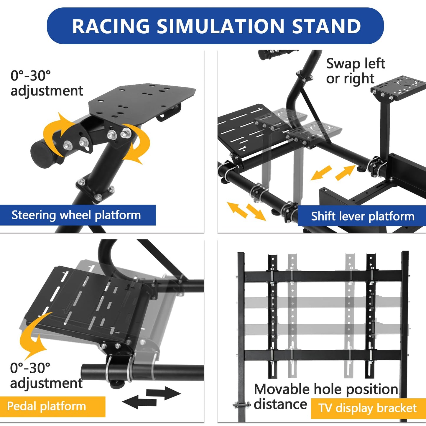 Mokapit Sim Racing Cockpit with TV Mount & Black Seat, Easy to Get on and off, Compatible with Logitech/Thrustmaster/Fanatec G920,G923,G29,Professional Cockpit, No Pedal,Steering Wheel and Handbrake