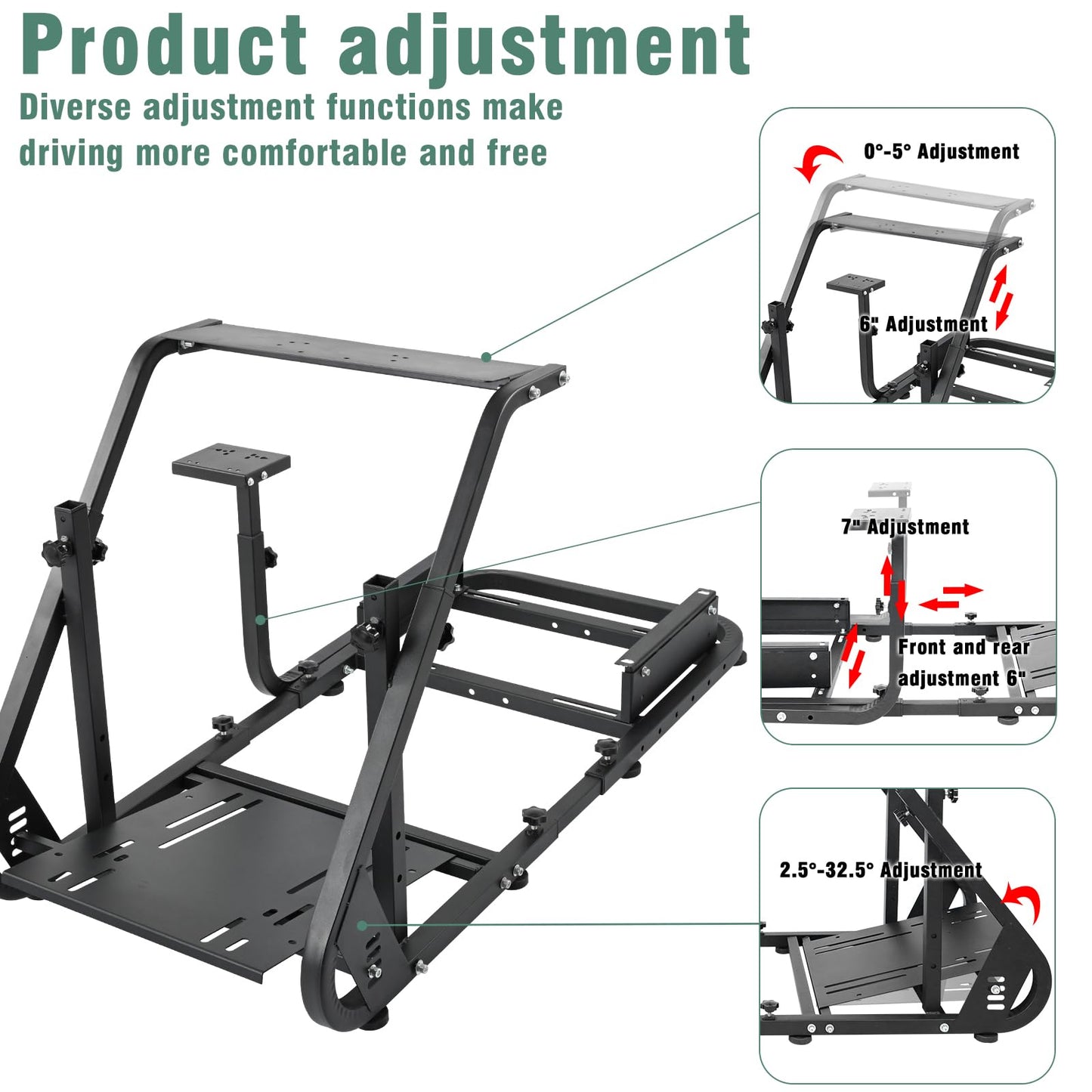 Mokapit Racing Simulator Cockpit with Mountable Monitor Bracke Compatible with T500,T30,T300RS, FANTEC,Logitech G29,G92,G923 Gaming Frame without TV Support Pole, Pedals, Handbrake, Steering Wheel