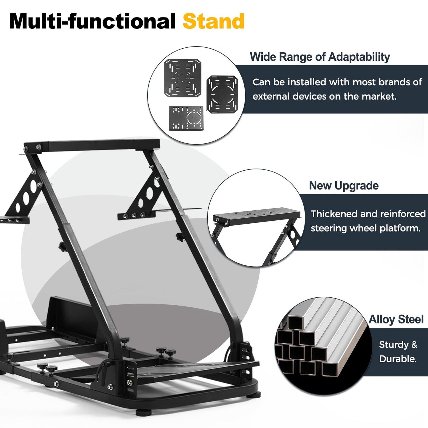 Mokapit Flight Sim Cockpit Foldable ＆ Adjustable fit for Logitech, Thrustmaster, FANATEC, G29/G920/G923/T300/CSL-DD, Racing Wheel Stand Flight Sim Cockpit, No Wheel Pedal Shifter Keyboard