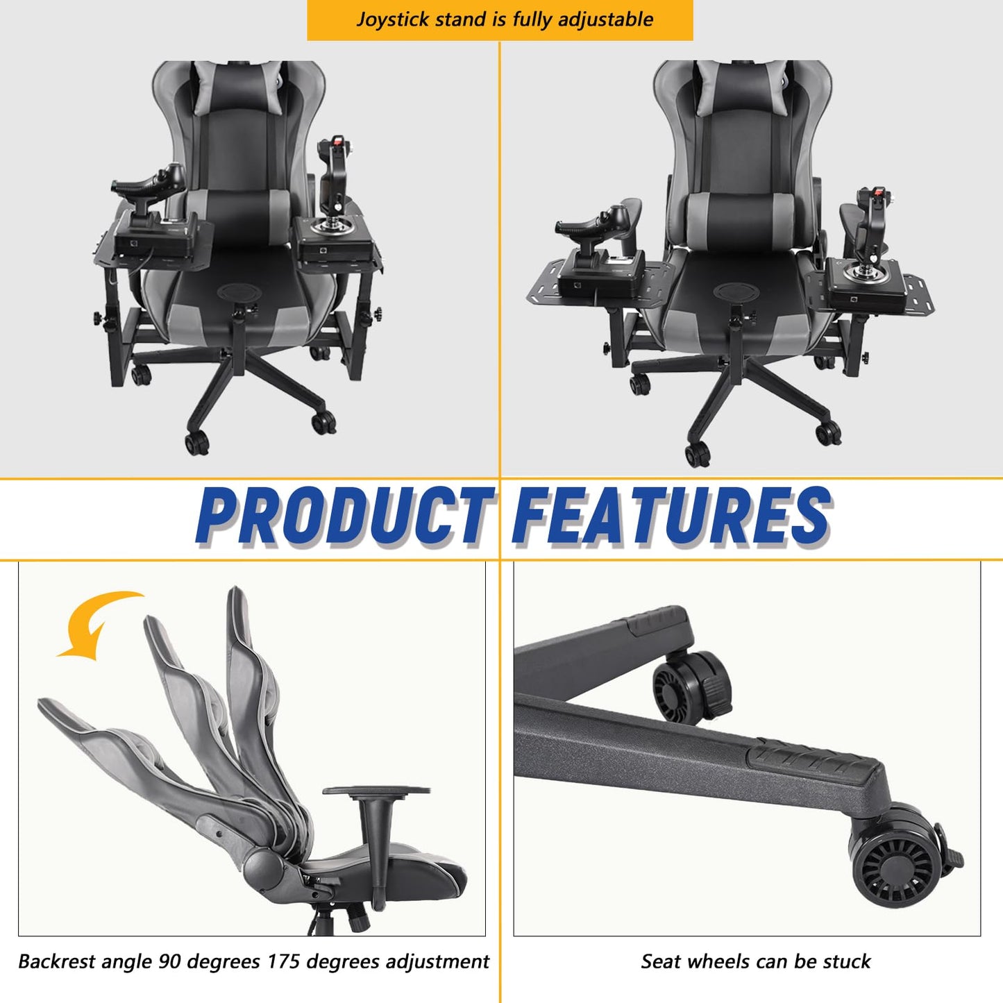 Adjustable Flight Simulator Cockpit Fit for LogitechX56/X52 PRO,Thrustmaster A10C Hotas Warthog/T.16000M/TH8A/TCA,Fanatec ClubSport Shifter SQ Flight Sim Chair Joystick Not Included