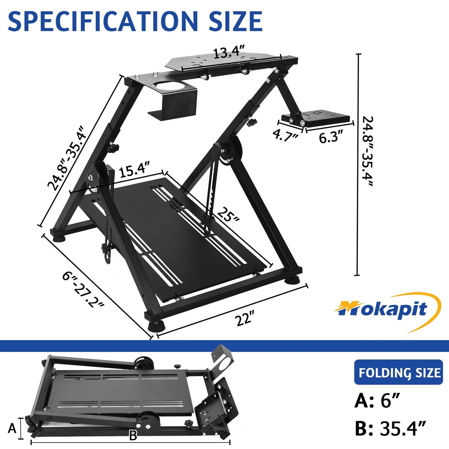 Foldable Racing Wheel Stand Fit for Logitech G29 G920 G923,Thrustmaster T248 T300RS T500 T300 TXF458,Moza R5 Adjustable X Shape Steering Wheel Stand,Steering Wheel,Shifter&Pedal Not Include