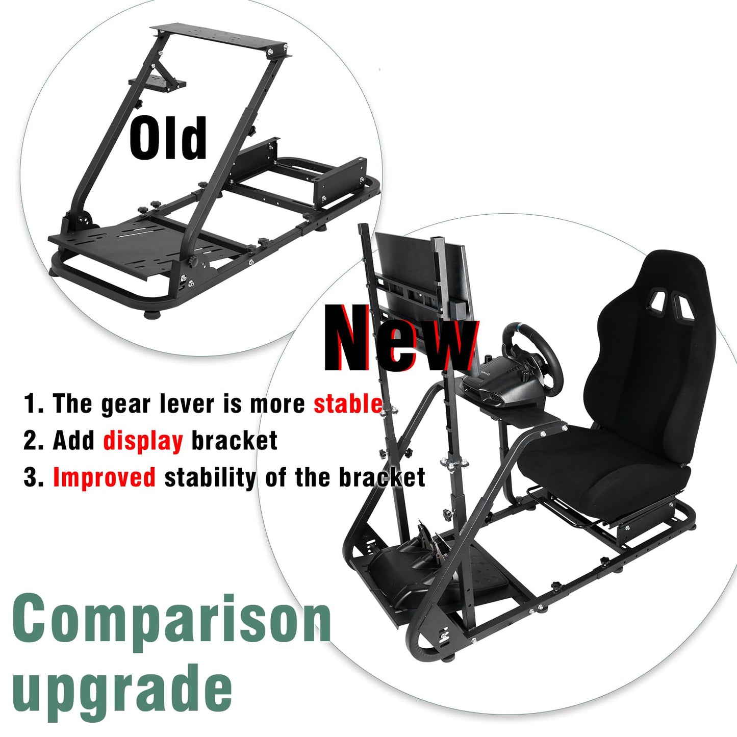 Display Support Racing Sim Cockpit Compatible with Logitech/Thrustmaster/PXN/Fanatec G923,G29,T500RS,TX,T248 Stable TV Monitor Steering Wheel Stand Wheel & Shifter & Pedal Not Included