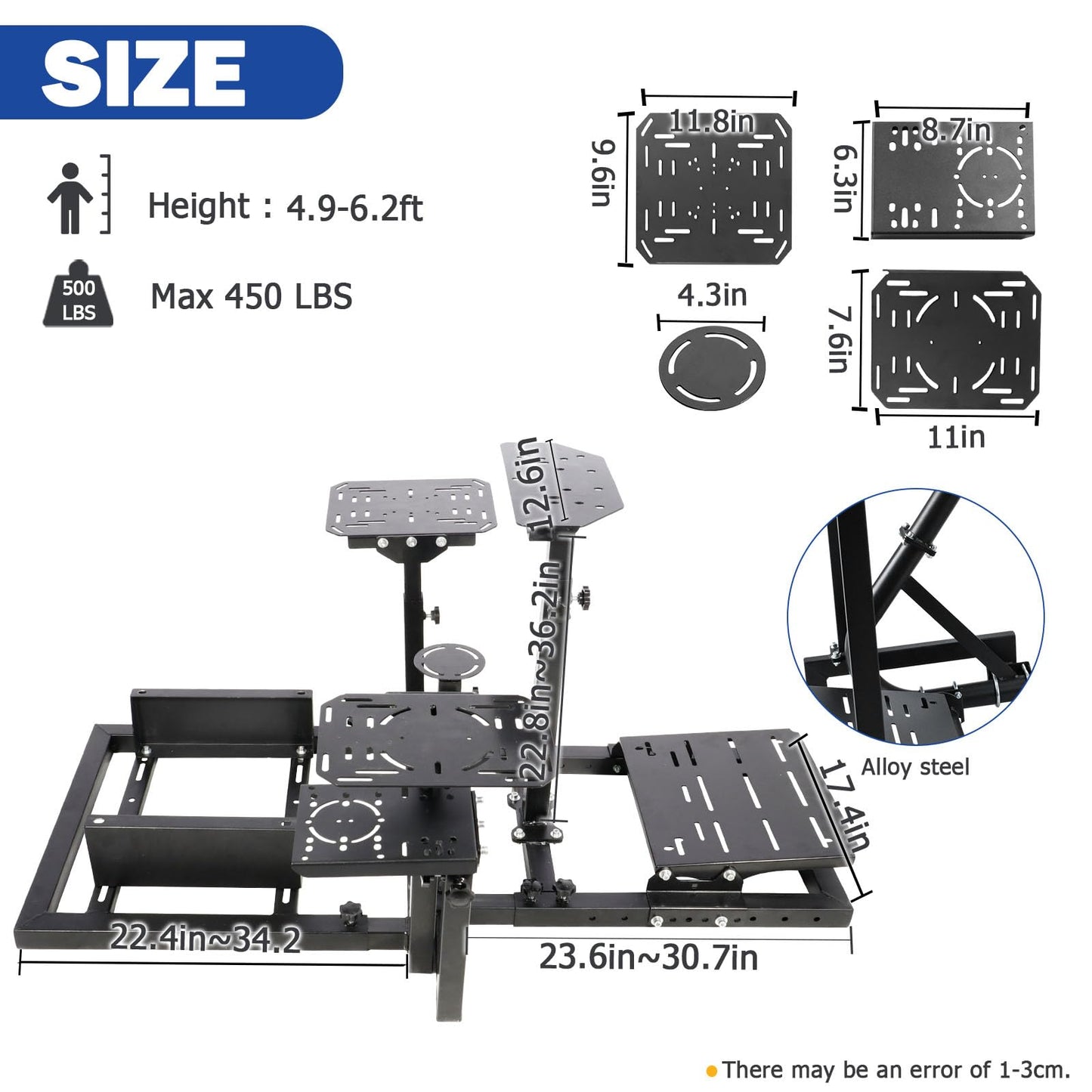 Mokapit Racing Flight Simulator Cockpit Sturdy Compatible with Logitech/Thrustmaster/PXN G25,G27,X52,X56 H.O.T.A.S Adjustable Throttle Yoke Stand Includes Stand Only