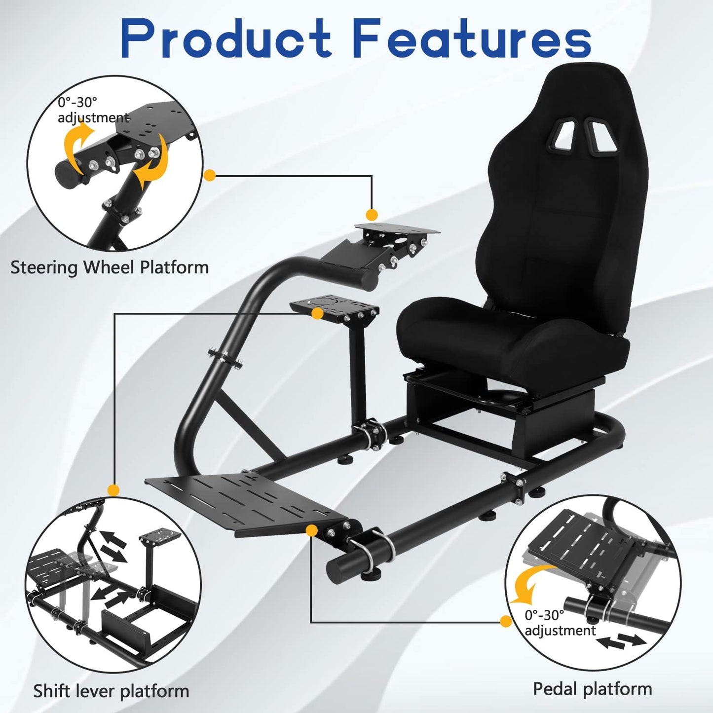 Mokapit Simulator Cockpit with Racing Seat Monitor Mount, Compatible with Logitech,Thrustmaster,Fanatec,G29 G920Analog Racing Cockpit without Wheel Pedals Shifter Handbrake and Monitor