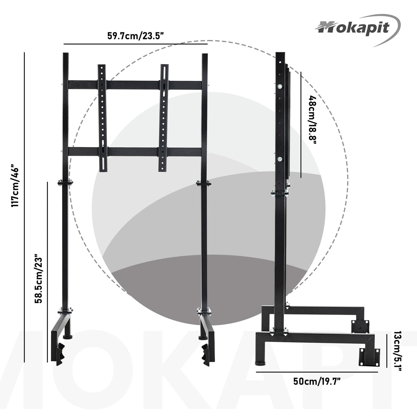 Racing Simulator Cockpit with TV Mount Round Tube Game Stand Suitable for Logitech,Thrustmaster,Fanatec Single Arm Stand No Pedals, Steering Wheel and Handbrake with Red Seat