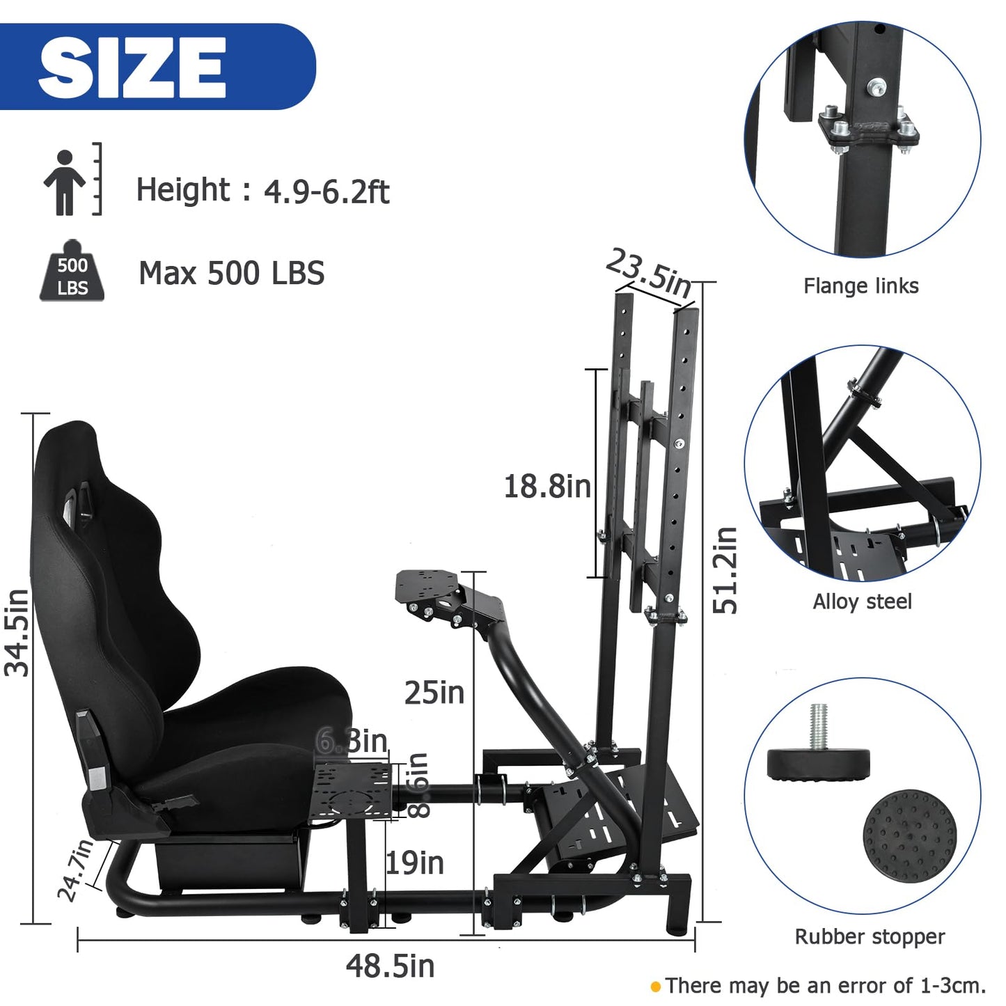 Mokapit Sim Racing Cockpit with TV Mount & Black Seat, Easy to Get on and off, Compatible with Logitech/Thrustmaster/Fanatec G920,G923,G29,Professional Cockpit, No Pedal,Steering Wheel and Handbrake