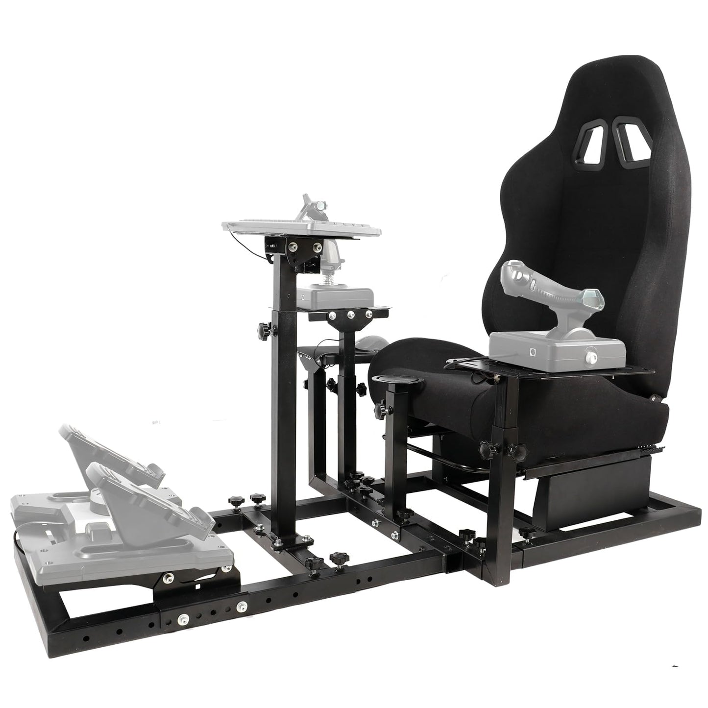 Mokapit Racing Flight Simulator Cockpit with Black Racing Seat Adjustable Fit for Logitech X52 PRO G29 G920 G923 Thrustmaster HOTAS Warthog T80 T150 T284PS Wheel Stand Includes Stand and Seat Only