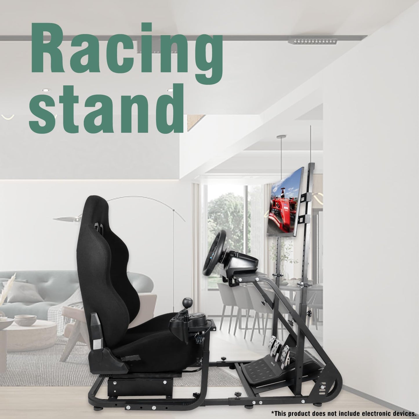 Display Support Racing Sim Cockpit Compatible with Logitech/Thrustmaster/PXN/Fanatec G923,G29,T500RS,TX,T248 Stable TV Monitor Steering Wheel Stand Wheel & Shifter & Pedal Not Included