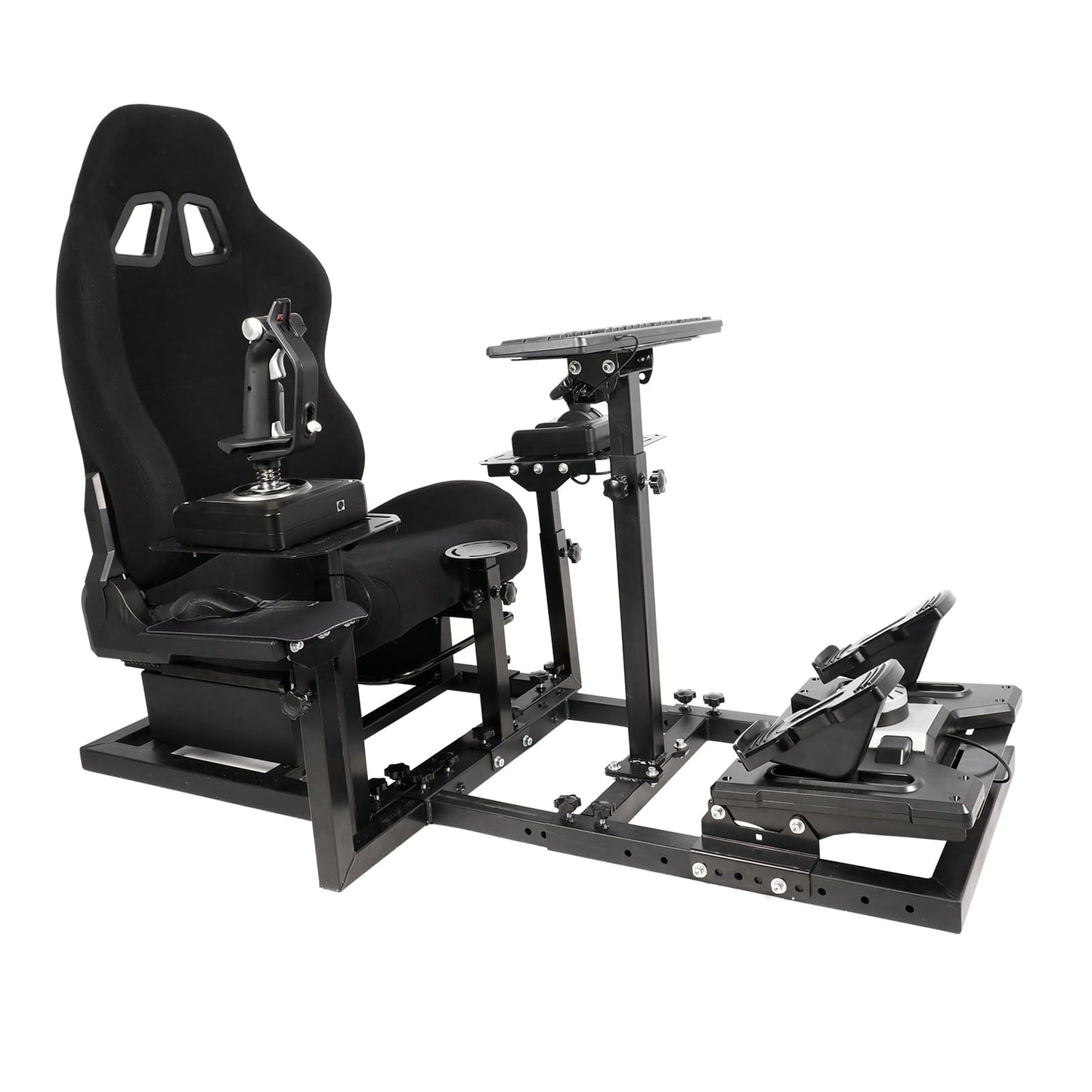 Mokapit Racing Flight Simulator Cockpit with Black Racing Seat Adjustable Fit for Logitech X52 PRO G29 G920 G923 Thrustmaster HOTAS Warthog T80 T150 T284PS Wheel Stand Includes Stand and Seat Only