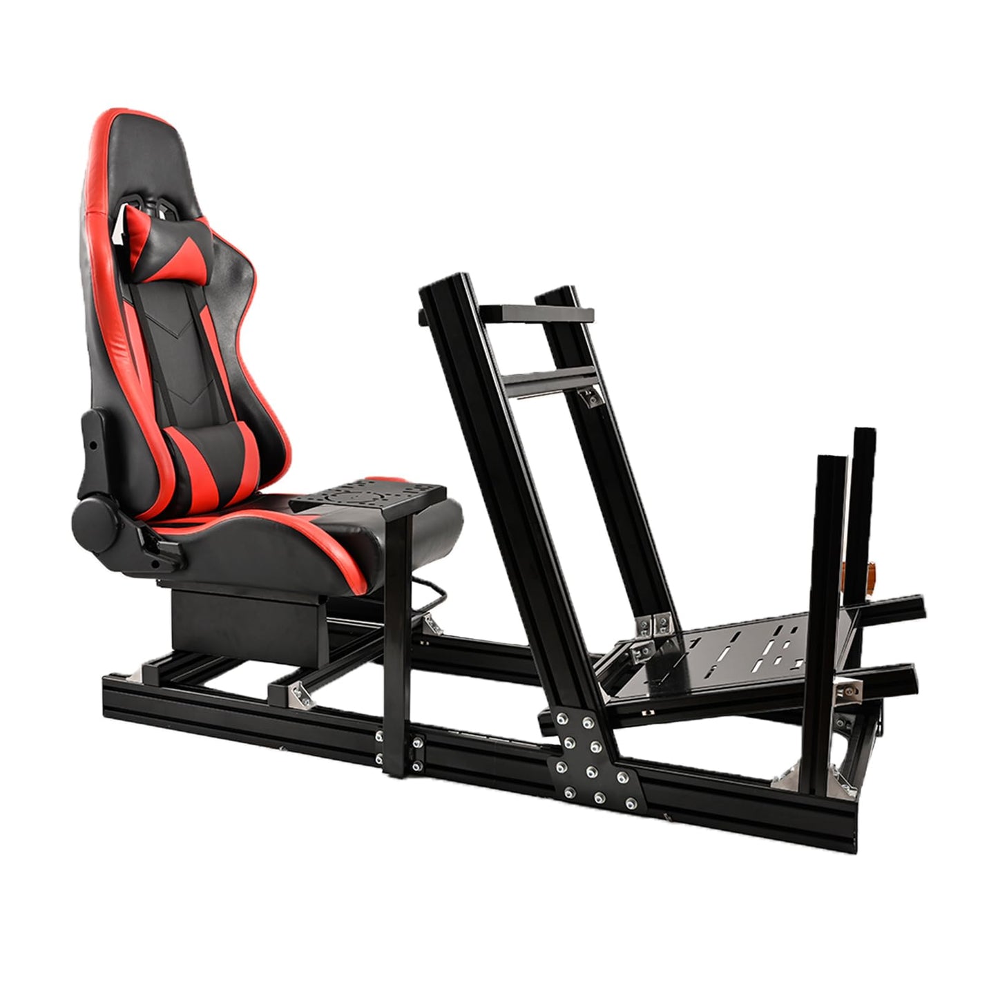 Mokapit Racing Cockpit F1/Truck/Car Simulator High Strength Aluminum Stand with Red Seat Compatible with Logitech,Thrustmaster,PXN,Moza and Fanatec Steering Wheel&Pedals& Handbrake Not Included