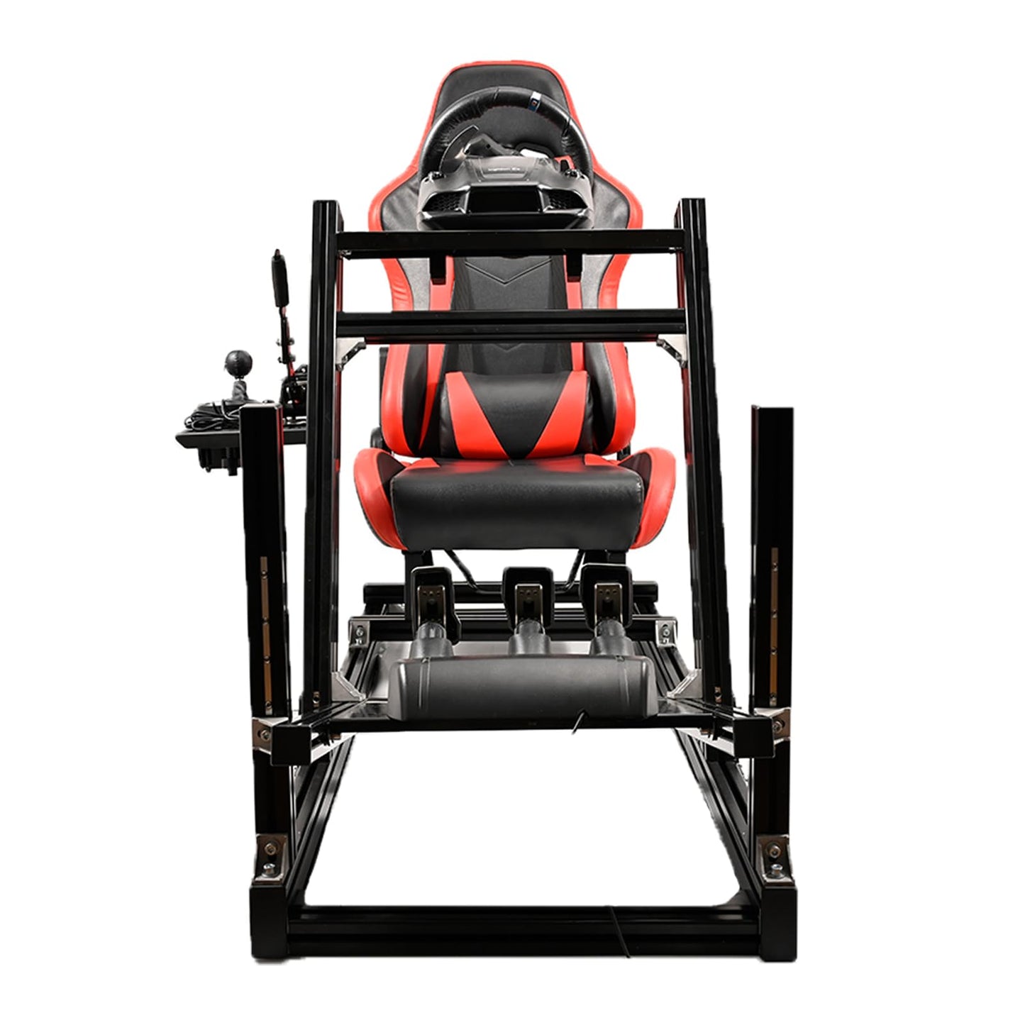 Mokapit Racing Cockpit F1/Truck/Car Simulator High Strength Aluminum Stand with Red Seat Compatible with Logitech,Thrustmaster,PXN,Moza and Fanatec Steering Wheel&Pedals& Handbrake Not Included